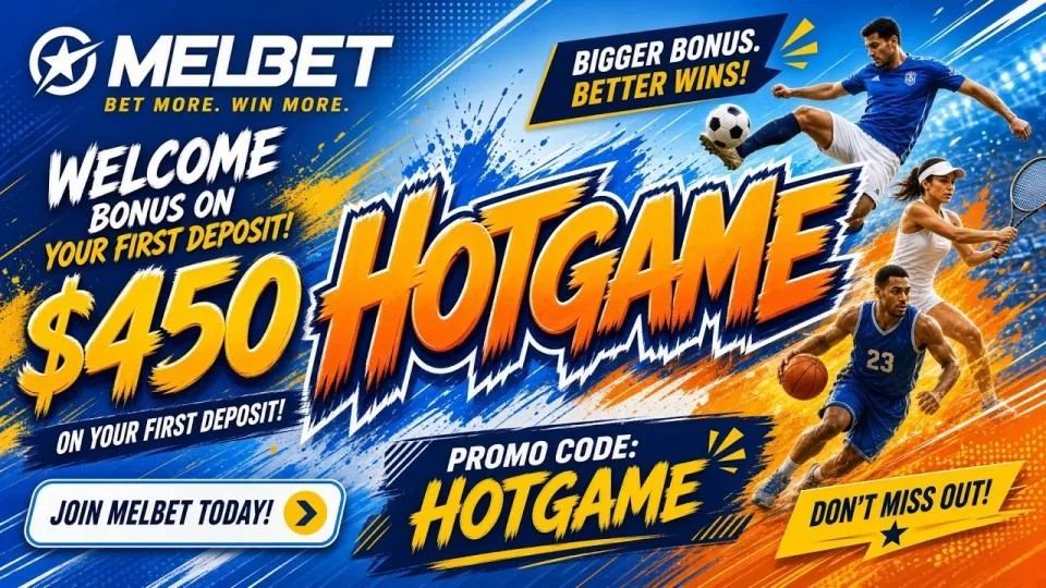 What does the Melbet welcome bonus give new players and how do you claim it with promo code HOTGAME?